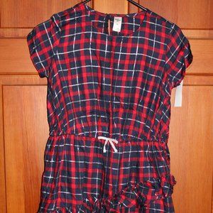 NWT! OshKosh Navy & Red Plaid Dress